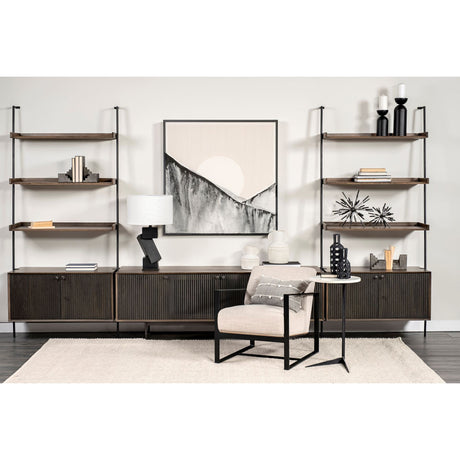 Grace Two-Toned Brown Wood Three Shelf Shelving Unit by Mercana at Eve Furniture