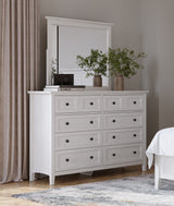 Grace Wall or Dresser Mirror in Snowfall White by Modus Furniture at Eve Furniture
