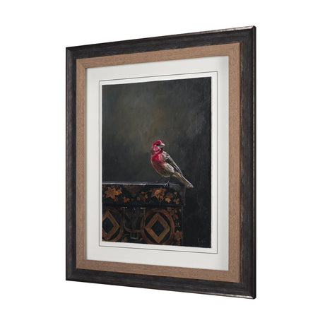 Graceful Poise I (House Finch) by Mercana Studio a Hand Embellished Framed Art Print Matted under Gl by Mercana at Eve Furniture