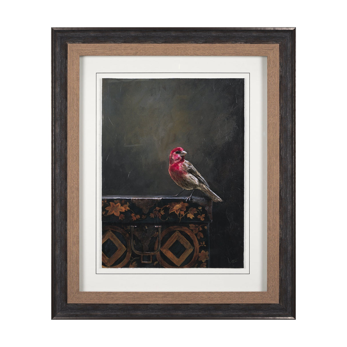 Graceful Poise I (House Finch) by Mercana Studio a Hand Embellished Framed Art Print Matted under Gl by Mercana at Eve Furniture