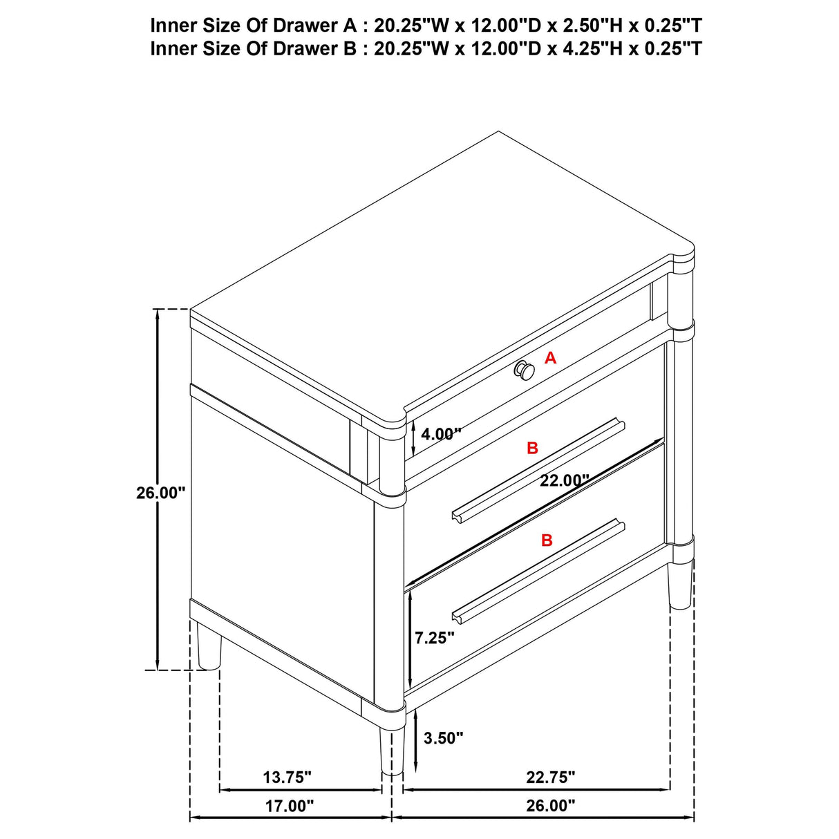 Gracemont White 3-Drawer Bedroom Nightstand Bedside Table by Coaster at Eve Furniture