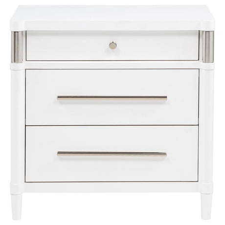 Gracemont White 3-Drawer Bedroom Nightstand Bedside Table by Coaster at Eve Furniture