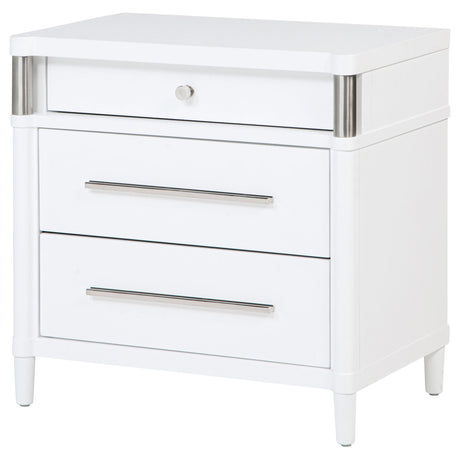 Gracemont White 3-Drawer Bedroom Nightstand Bedside Table by Coaster at Eve Furniture