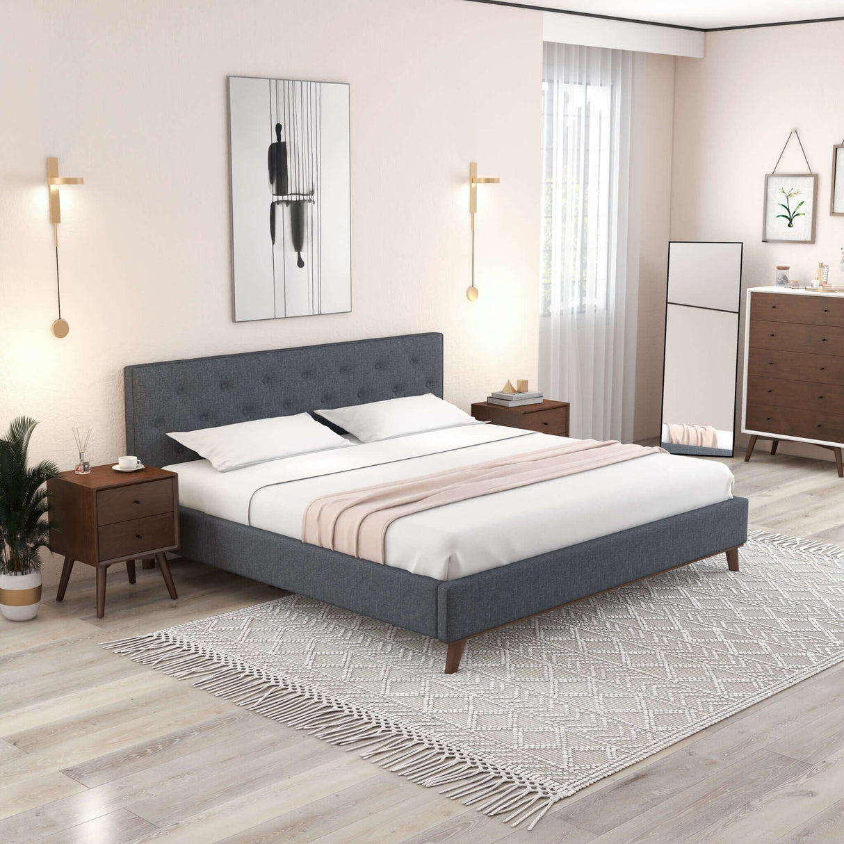 Graceville Dark Grey Platform Bed King