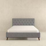 Graceville Mid-Century Modern Queen//King Light Grey Fabric Platform Bed King