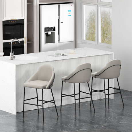 Gracie Barstool in Stone and Black (set of 3) by Manhattan Comfort at Eve Furniture