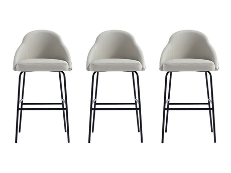 Gracie Barstool in Stone and Black (set of 3) by Manhattan Comfort at Eve Furniture