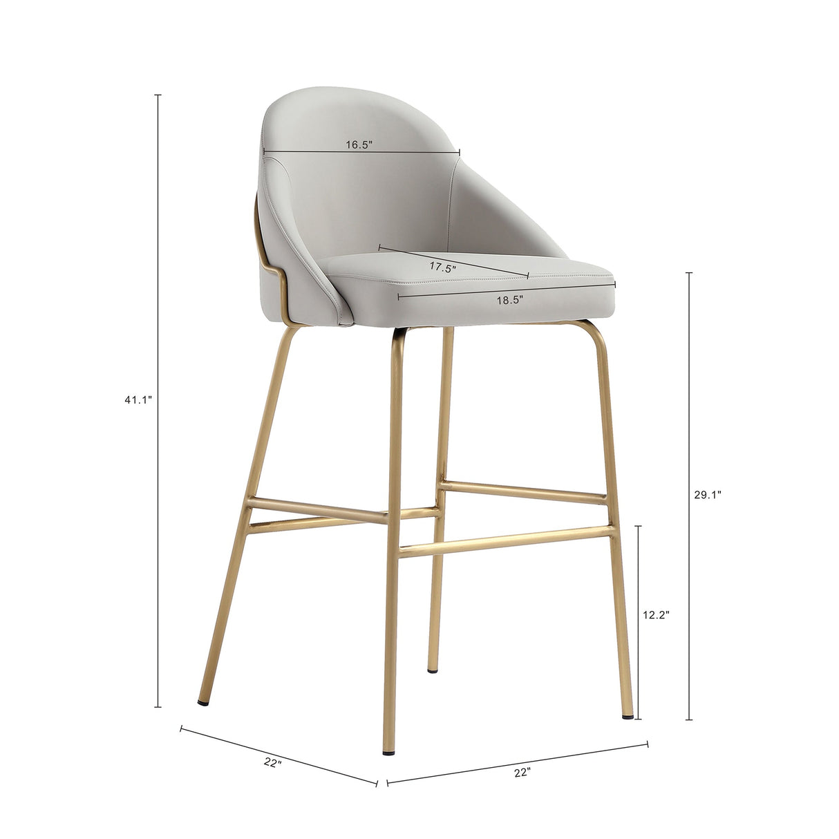 Gracie Barstool in Stone and Gold by Manhattan Comfort at Eve Furniture