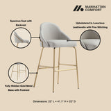 Gracie Barstool in Stone and Gold (set of 2) by Manhattan Comfort at Eve Furniture