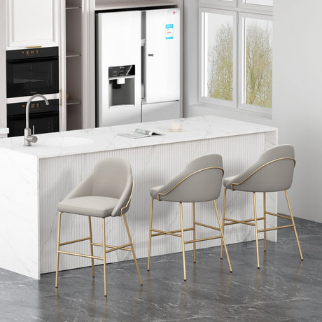 Gracie Barstool in Stone and Gold (set of 3) by Manhattan Comfort at Eve Furniture