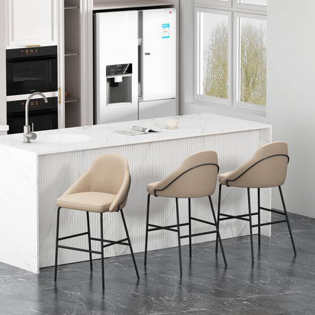 Gracie Barstool in Tan and Black (set of 3) by Manhattan Comfort at Eve Furniture