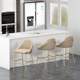 Gracie Barstool in Tan and Gold (set of 3) by Manhattan Comfort at Eve Furniture