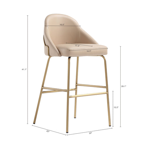 Gracie Barstool in Tan and Gold (set of 3) by Manhattan Comfort at Eve Furniture