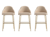 Gracie Barstool in Tan and Gold (set of 3) by Manhattan Comfort at Eve Furniture