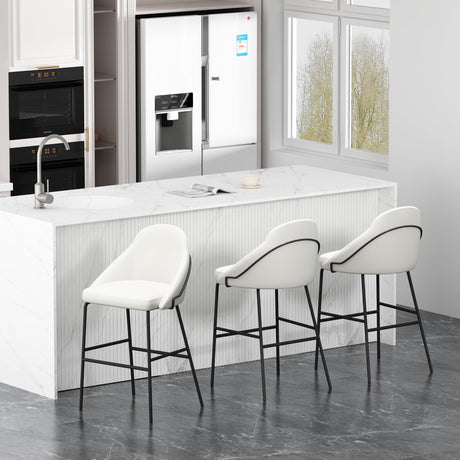 Gracie Barstool in White and Black (set of 3) by Manhattan Comfort at Eve Furniture