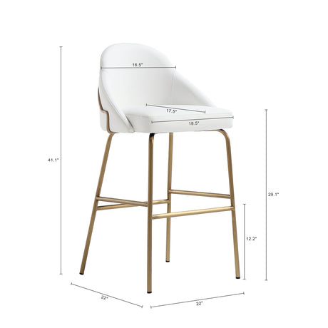 Gracie Barstool in White and Gold by Manhattan Comfort at Eve Furniture