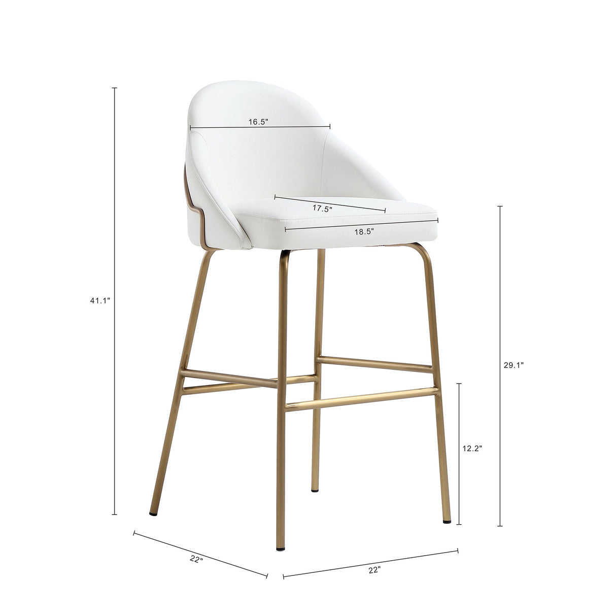 Gracie Barstool in White and Gold (set of 2) by Manhattan Comfort at Eve Furniture
