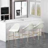 Gracie Barstool in White and Gold (set of 3) by Manhattan Comfort at Eve Furniture