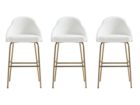Gracie Barstool in White and Gold (set of 3) by Manhattan Comfort at Eve Furniture