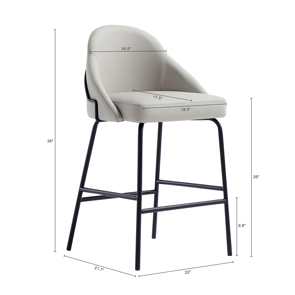 Gracie Counter Stool in Stone and Black (set of 2) by Manhattan Comfort at Eve Furniture