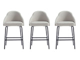 Gracie Counter Stool in Stone and Black (set of 3) by Manhattan Comfort at Eve Furniture