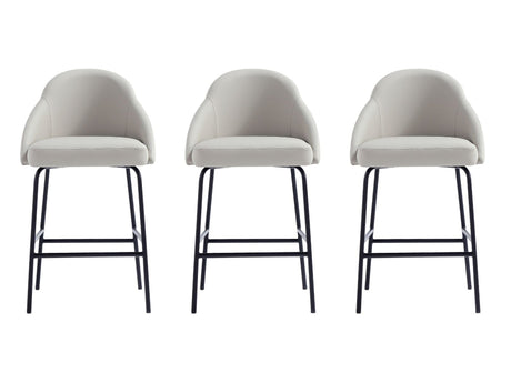 Gracie Counter Stool in Stone and Black (set of 3) by Manhattan Comfort at Eve Furniture