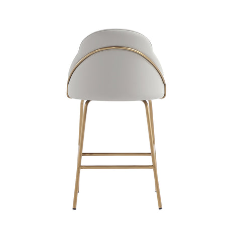 Gracie Counter Stool in Stone and Gold by Manhattan Comfort at Eve Furniture