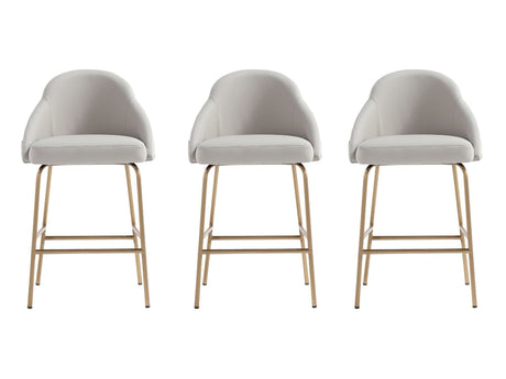 Gracie Counter Stool in Stone and Gold (set of 3) by Manhattan Comfort at Eve Furniture