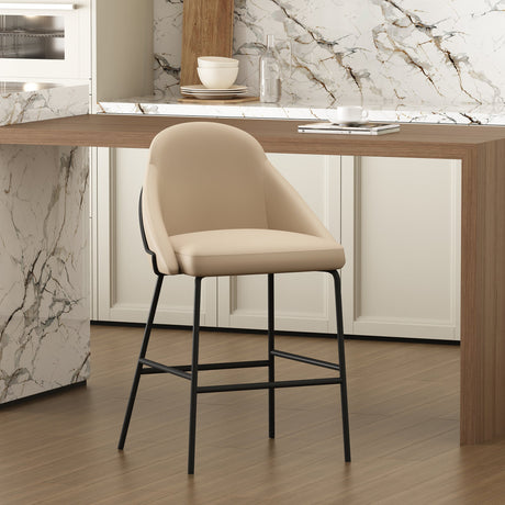Gracie Counter Stool in Tan and Black by Manhattan Comfort at Eve Furniture