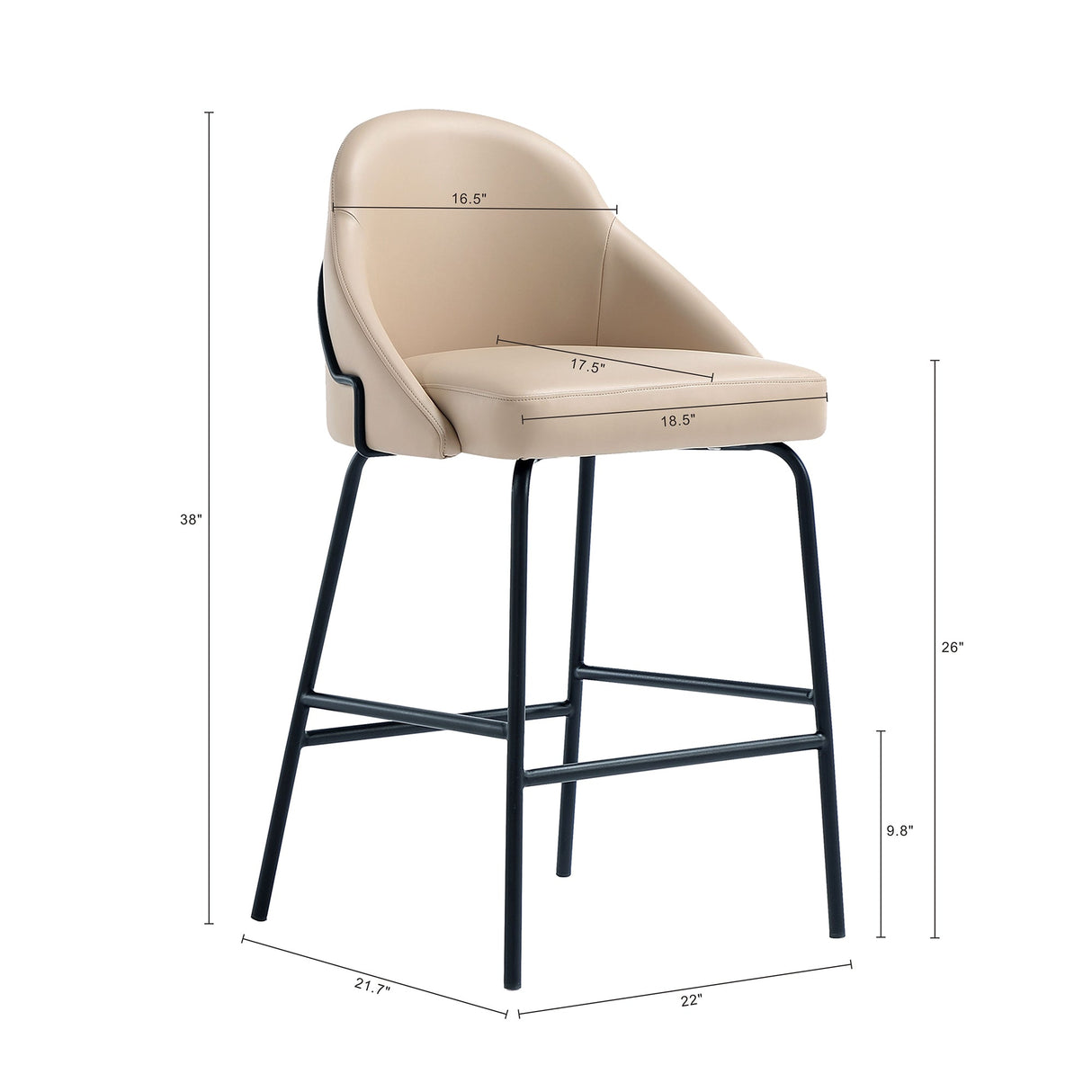 Gracie Counter Stool in Tan and Black by Manhattan Comfort at Eve Furniture