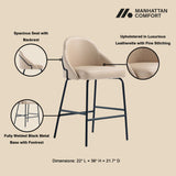 Gracie Counter Stool in Tan and Black (set of 3) by Manhattan Comfort at Eve Furniture