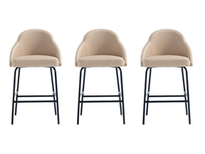 Gracie Counter Stool in Tan and Black (set of 3) by Manhattan Comfort at Eve Furniture