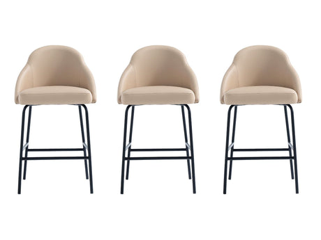 Gracie Counter Stool in Tan and Black (set of 3) by Manhattan Comfort at Eve Furniture