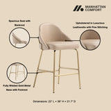 Gracie Counter Stool in Tan and Gold (set of 2) by Manhattan Comfort at Eve Furniture