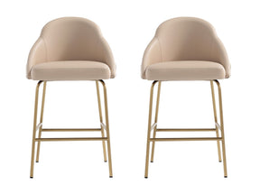 Gracie Counter Stool in Tan and Gold (set of 2) by Manhattan Comfort at Eve Furniture