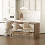 Gracie Counter Stool in Tan and Gold (set of 3) by Manhattan Comfort at Eve Furniture
