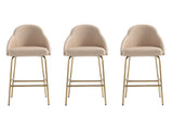 Gracie Counter Stool in Tan and Gold (set of 3) by Manhattan Comfort at Eve Furniture