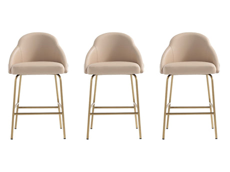 Gracie Counter Stool in Tan and Gold (set of 3) by Manhattan Comfort at Eve Furniture