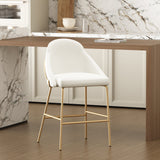 Gracie Counter Stool in White and Gold by Manhattan Comfort at Eve Furniture
