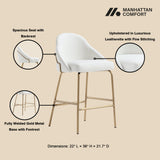 Gracie Counter Stool in White and Gold by Manhattan Comfort at Eve Furniture