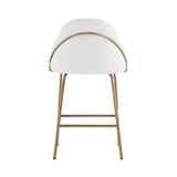 Gracie Counter Stool in White and Gold by Manhattan Comfort at Eve Furniture