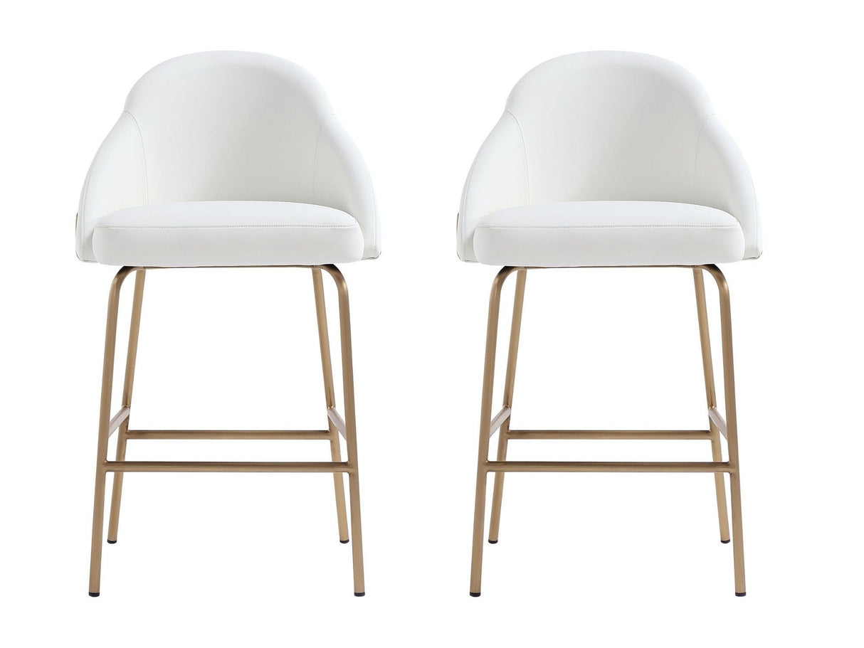 Gracie Counter Stool in White and Gold (set of 2) by Manhattan Comfort at Eve Furniture