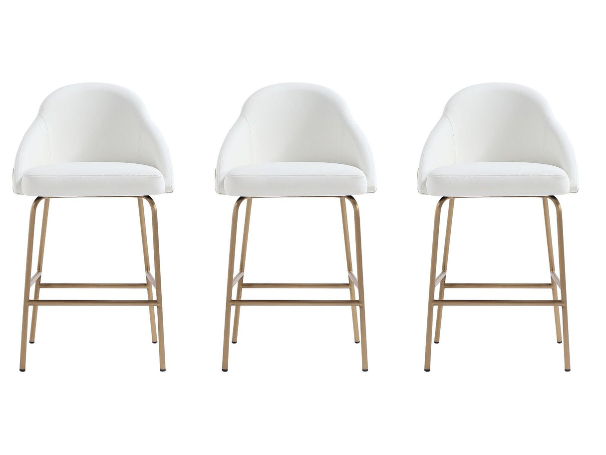 Gracie Counter Stool in White and Gold (set of 3) by Manhattan Comfort at Eve Furniture