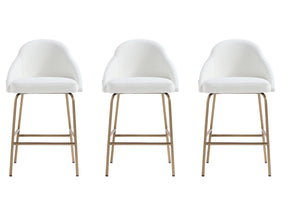 Gracie Counter Stool in White and Gold (set of 3) by Manhattan Comfort at Eve Furniture