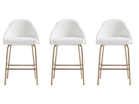 Gracie Counter Stool in White and Gold (set of 3) by Manhattan Comfort at Eve Furniture