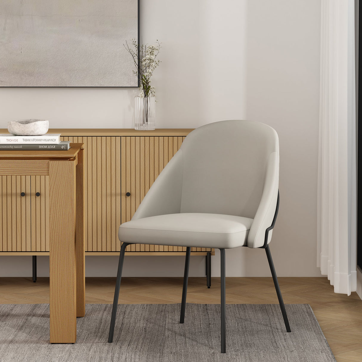 Gracie Dining Chair in Stone and Black by Manhattan Comfort at Eve Furniture