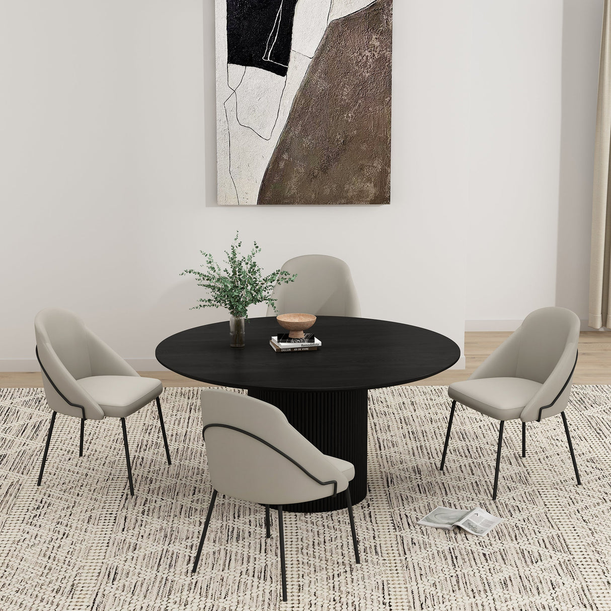 Gracie Dining Chair in Stone and Black (set of 4) by Manhattan Comfort at Eve Furniture