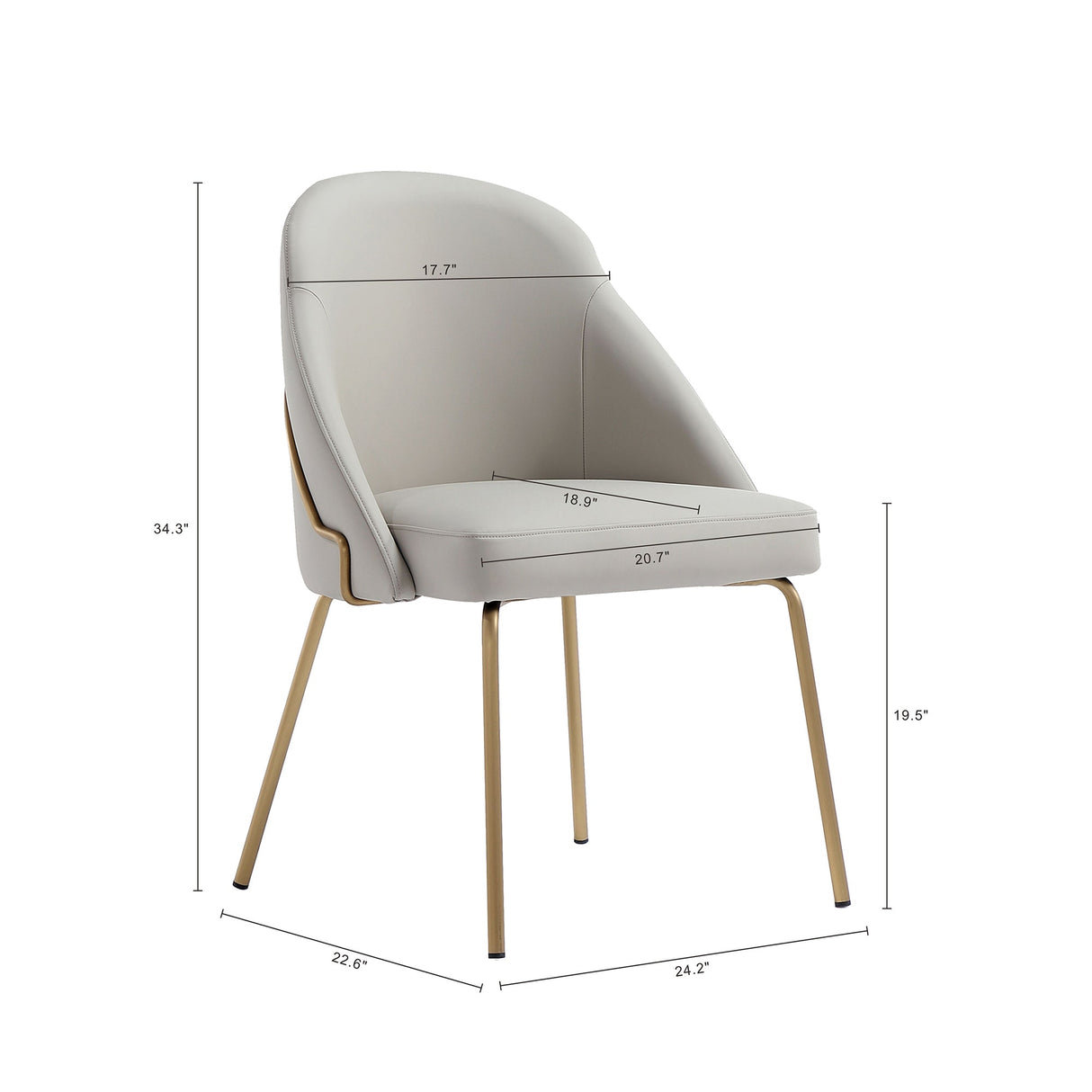 Gracie Dining Chair in Stone and Gold by Manhattan Comfort at Eve Furniture
