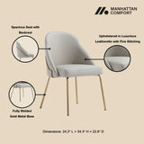 Gracie Dining Chair in Stone and Gold by Manhattan Comfort at Eve Furniture