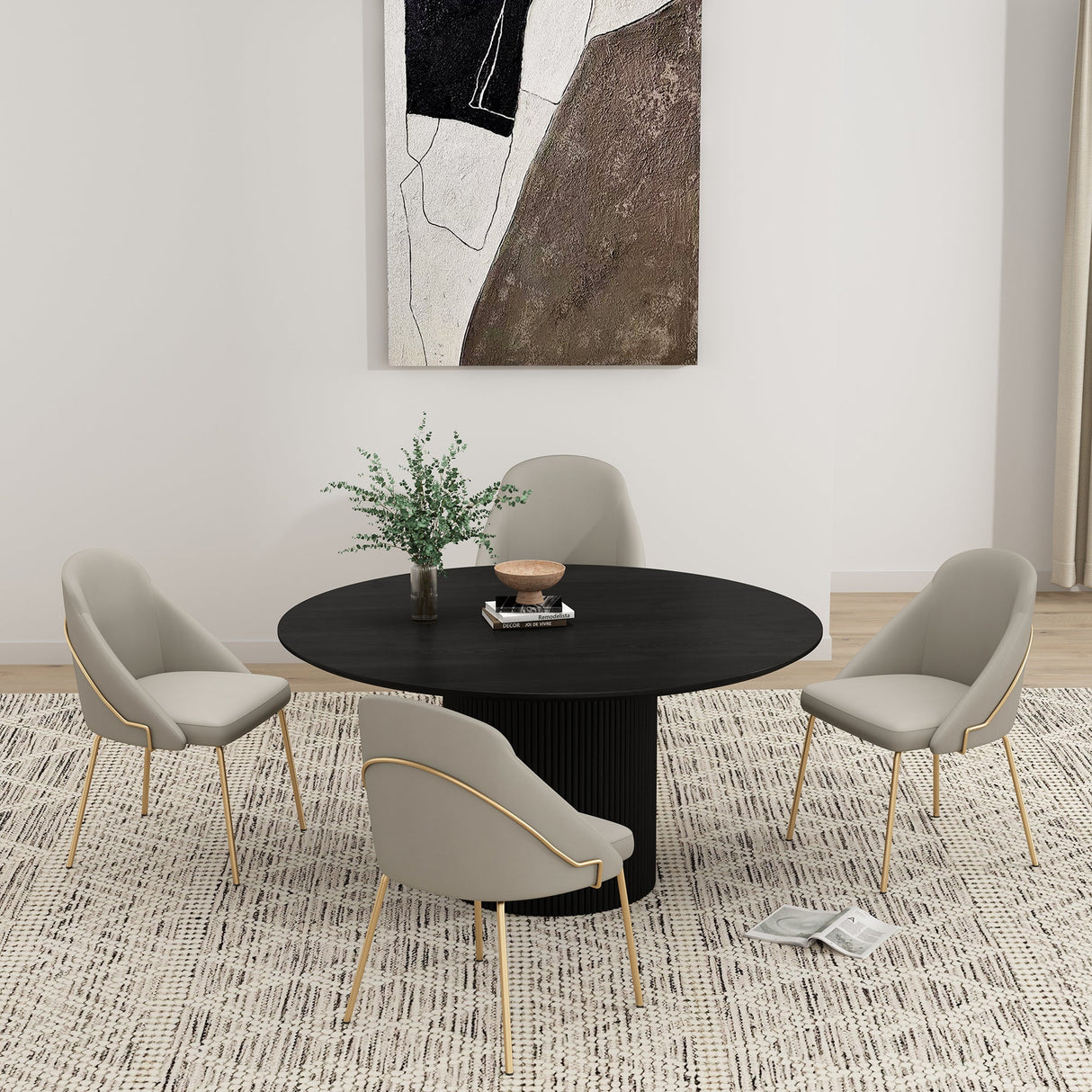 Gracie Dining Chair in Stone and Gold (set of 4) by Manhattan Comfort at Eve Furniture